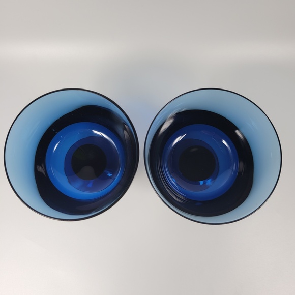 Denby Arabesque Blue Ice Champagne Tall Sherbet Glass Set Of 2 Milnor Sweden MCM - Picture 2 of 5